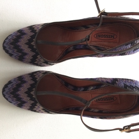 Missoni Purple Zig-zag Crochet Leather Pumps - Picture 3 of 8